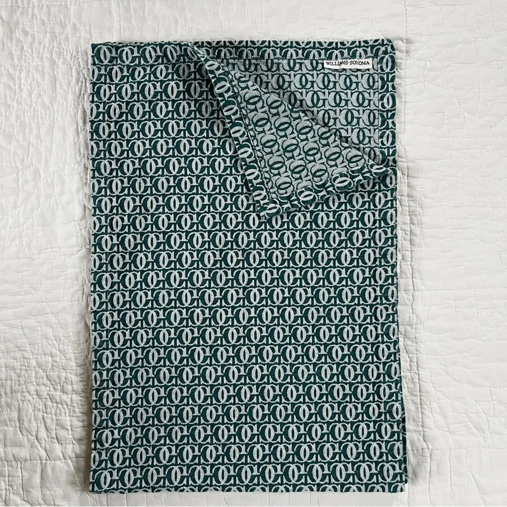 Vtg Williams Sonoma Grande Cuisine Monogram Collection Table Runner 95” Jacquard
